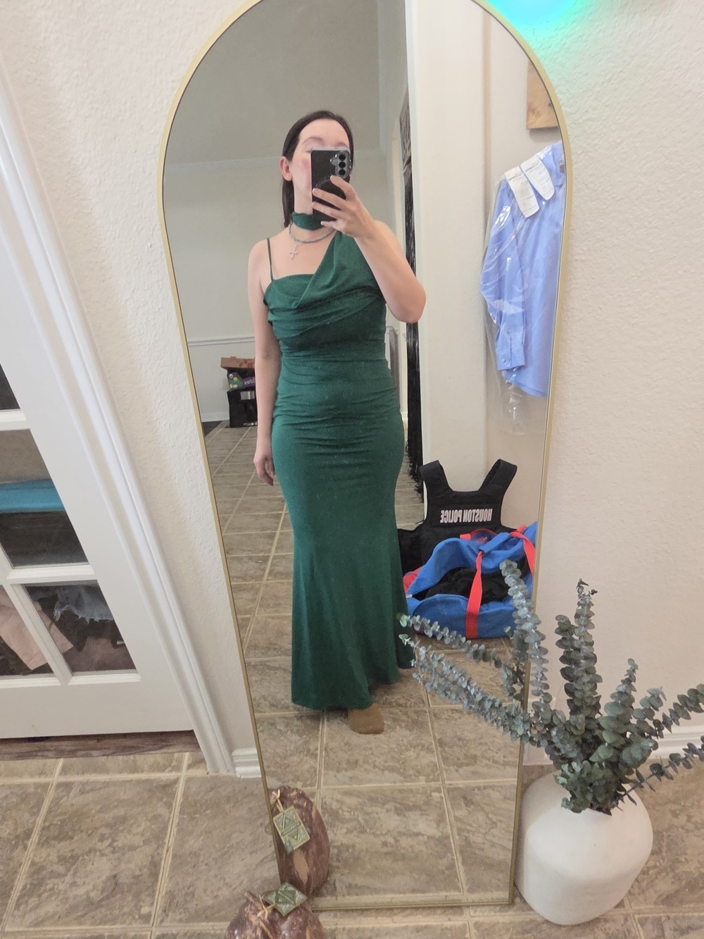 Express Emerald Green One-Shoulder Maxi Dress
